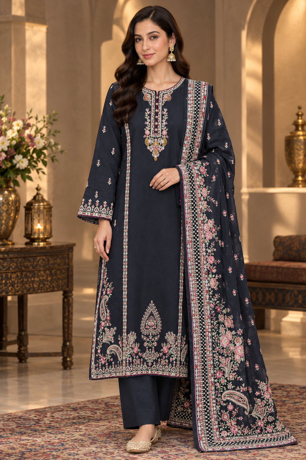 3 piece deep black Premium Suit-attractive work front