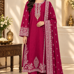 3 piece Red Premium Suit-embroidered front