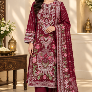 3 piece Red Premium Suit-heavy embroidered front